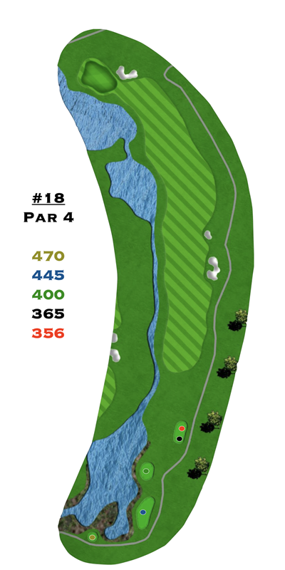 A drawing of a golf course with par 4 written on it