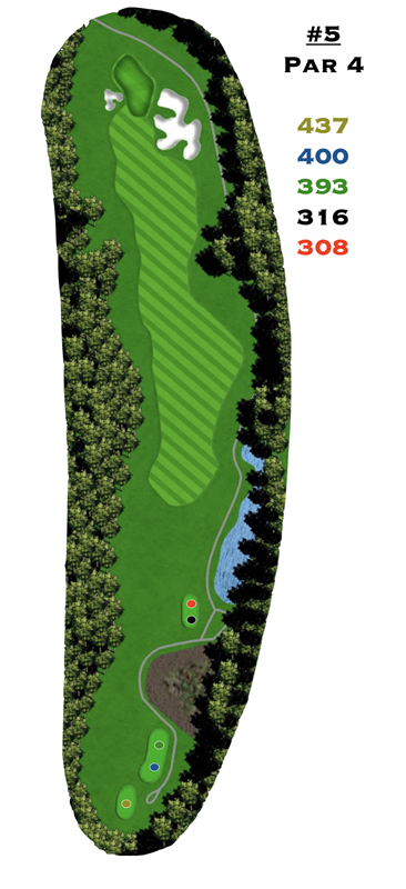 A map of a golf course with the number 4 on it