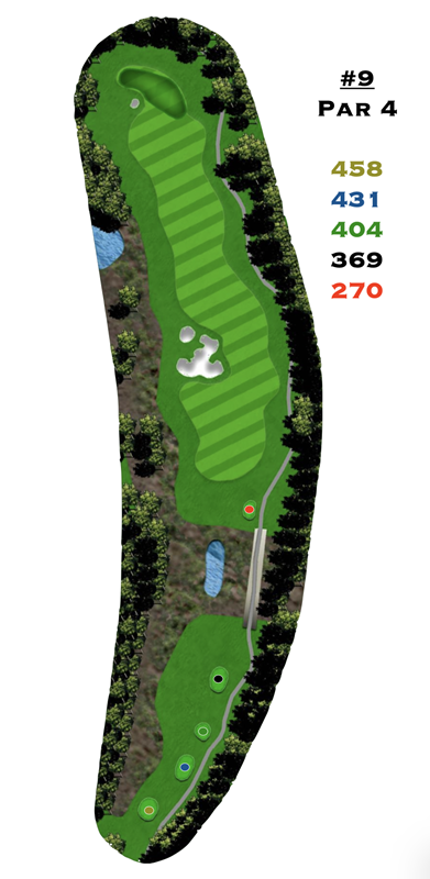 An aerial view of a golf course with par 4