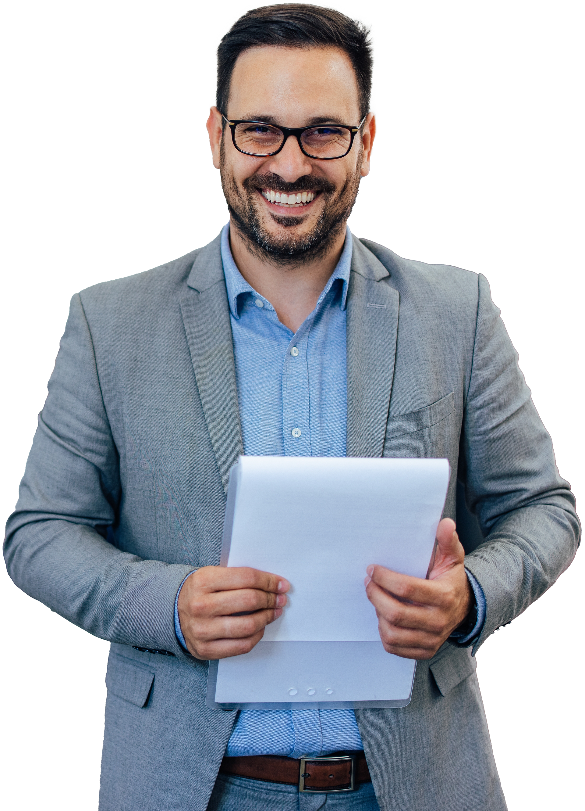 A accountant holding a tax papers.