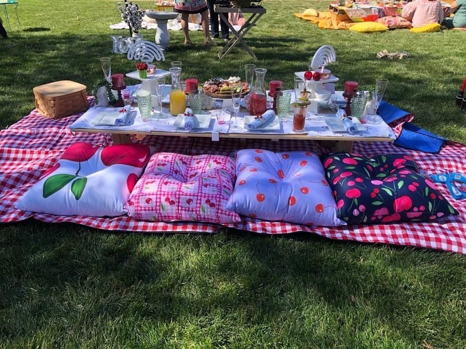 colorful picnic setup