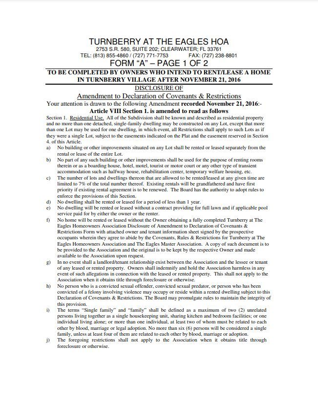 Rental Registration  (effective November, 2016)