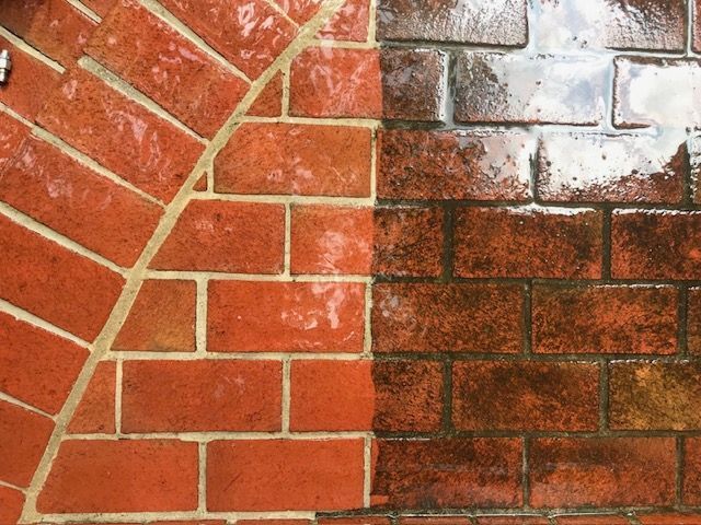 Before And After Brick Wall Cleaning - Drumore, PA - Tanglewood Lawn Service