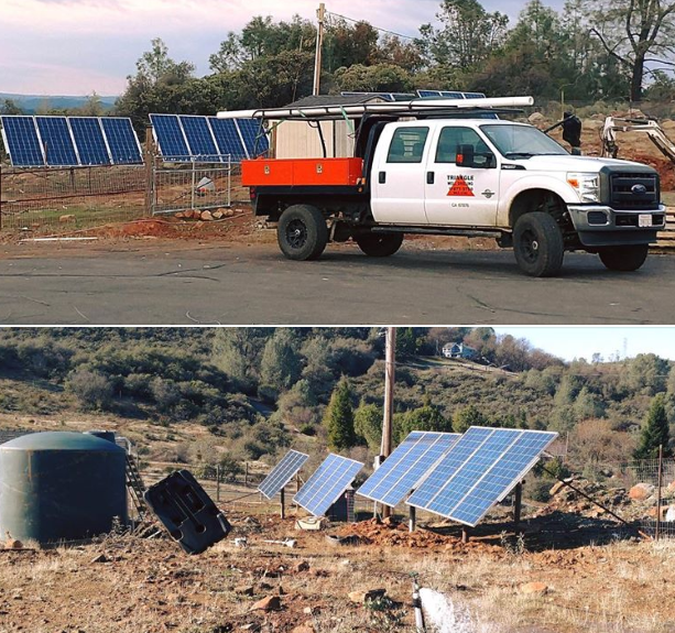 White Pickup and Solar Panels — Rescue, CA — Triangle Well Drilling