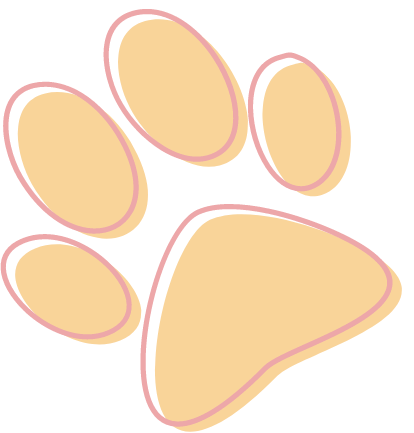 A cartoon drawing of a paw print on a white background.