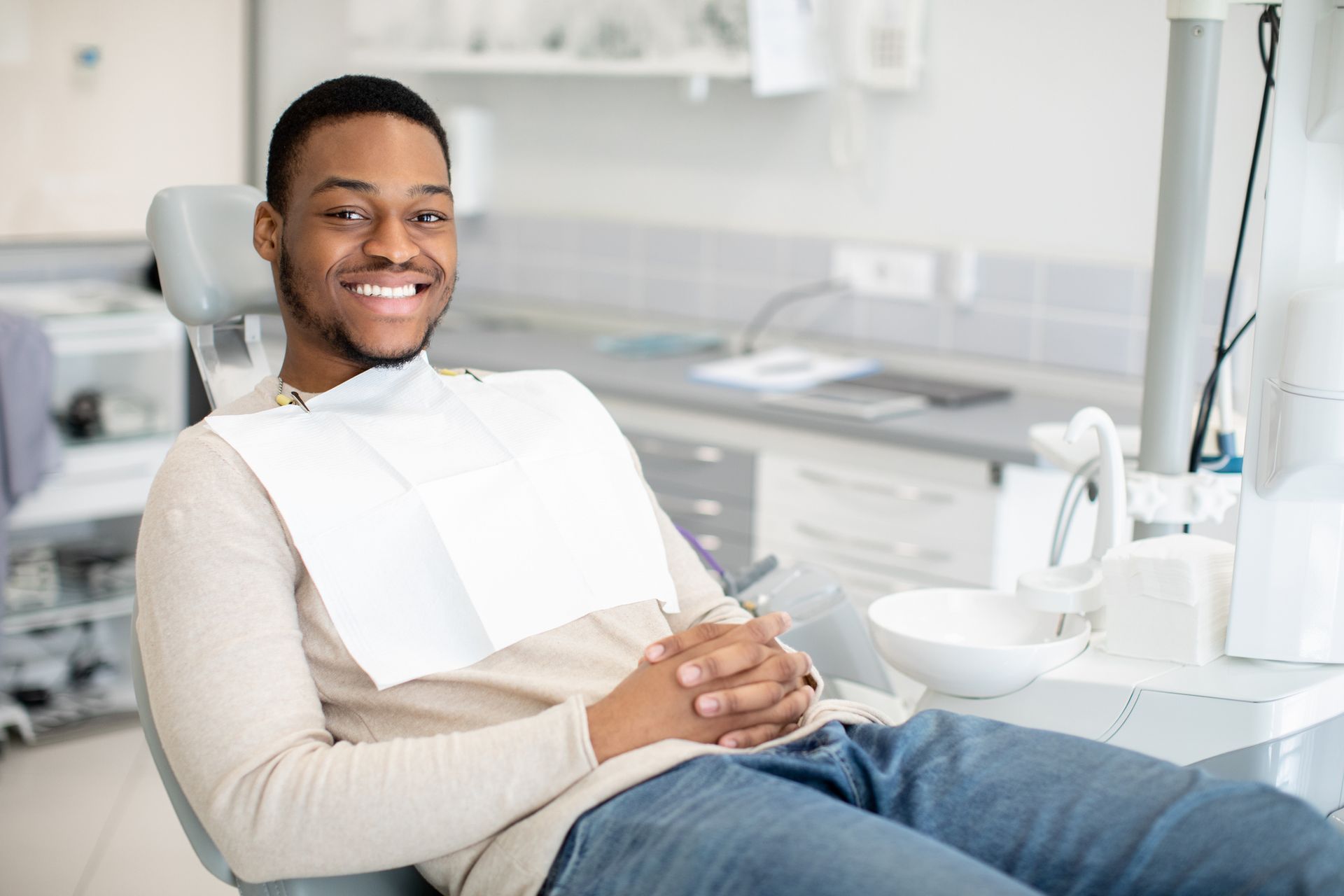 Man comfortable in dental chair