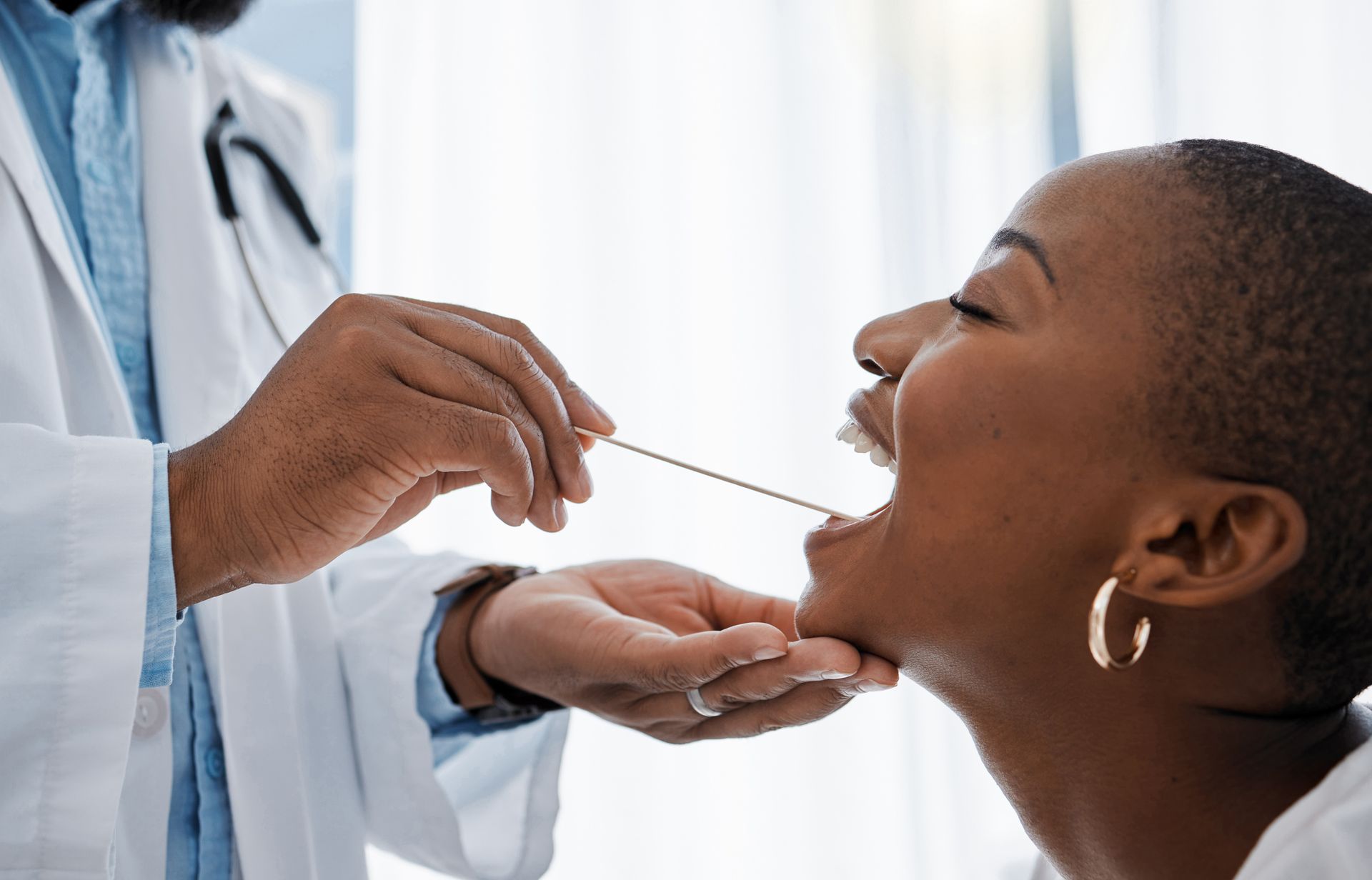 Woman getting dental check up