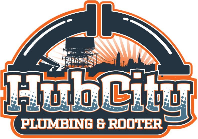 A logo for Hub City Plumbing and Rooting.