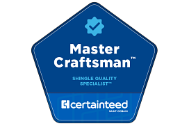 A blue master craftsman shingle quality specialist sticker