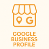 A google business profile icon with a store front and a pin.