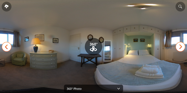 360° photo of a bedroom at check-out which will be used to compare contents and layout at check-in