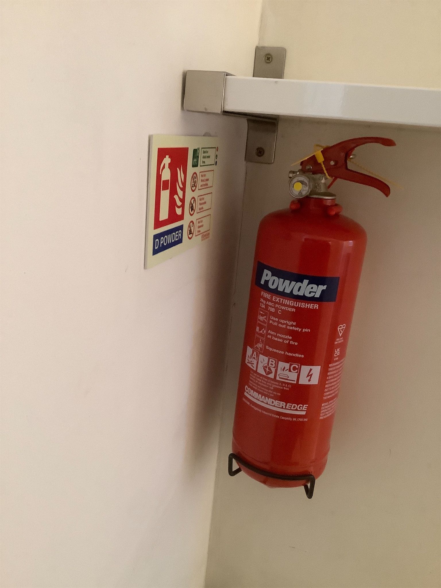Fire extinguisher positioned in kitchen area – included in inventory report