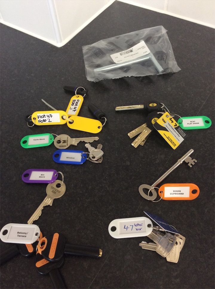 Property keys with labelled tags – recorded during inspection
