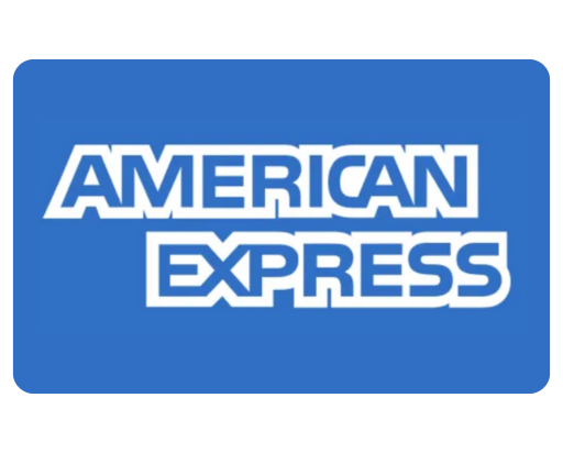 A blue american express logo on a white background