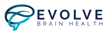 The logo for evolve brain health shows a brain and the words `` evolve brain health ''.