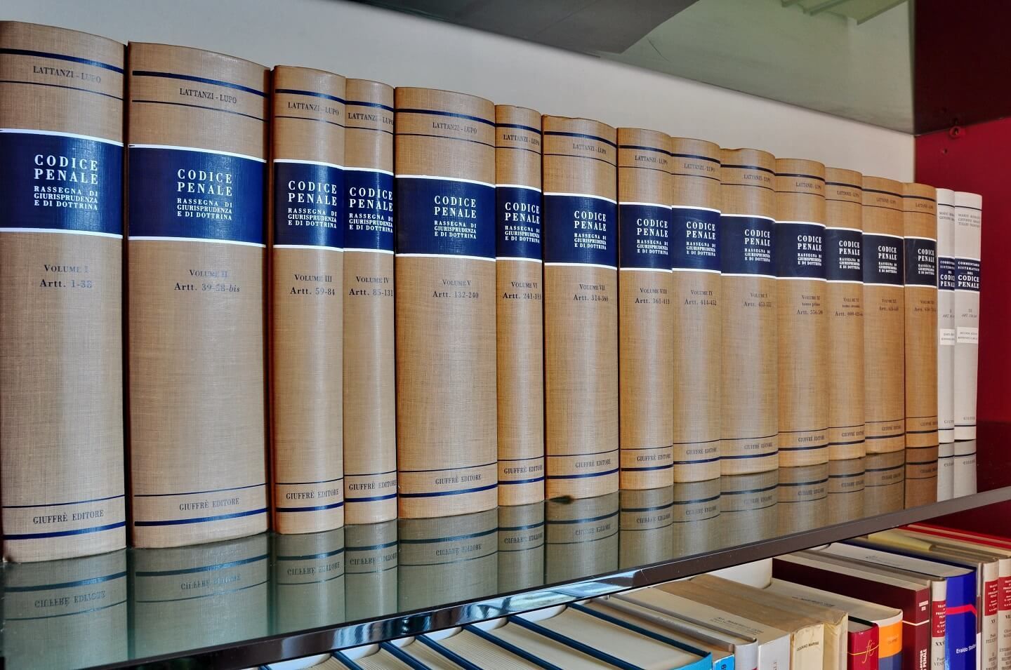 Una fila di libri su uno scaffale uno dei quali è intitolato fisica