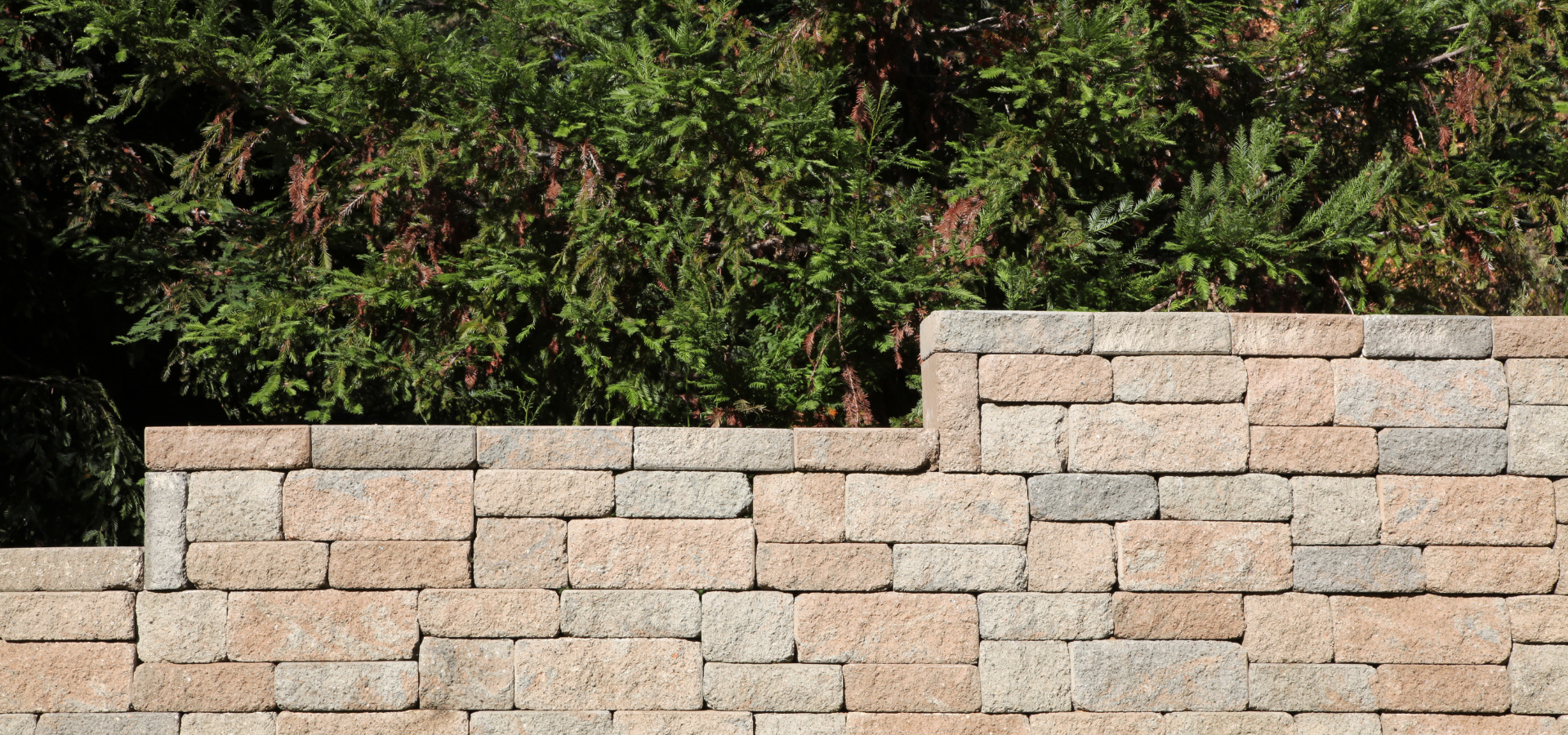 Brick retaining wall in the backyard of a house in Kentucky