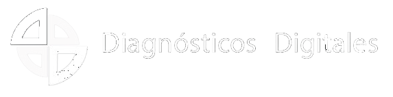Un logotipo en blanco y negro para diagnósticos digitales.