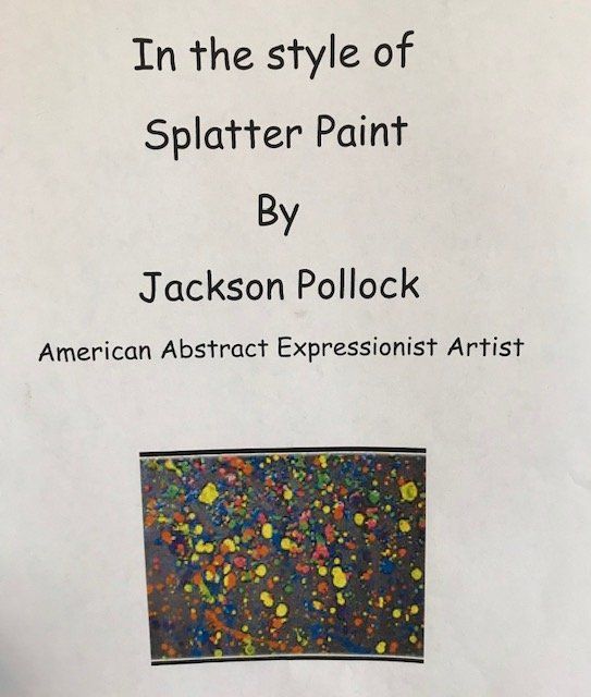 A book titled in the style of splatter paint by jackson pollock