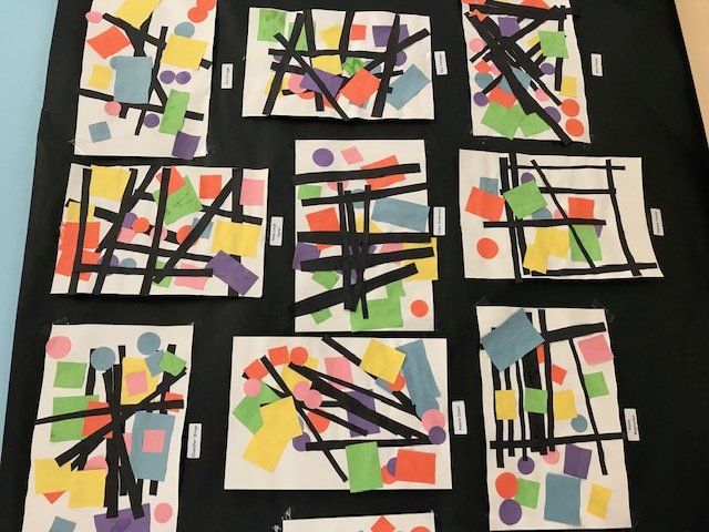 A bunch of colorful squares on a black background