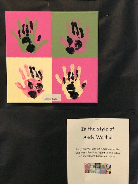 A painting of hand prints in the style of andy warhol