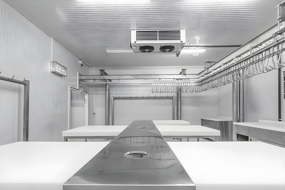 Inside a White Commercial Refrigerator