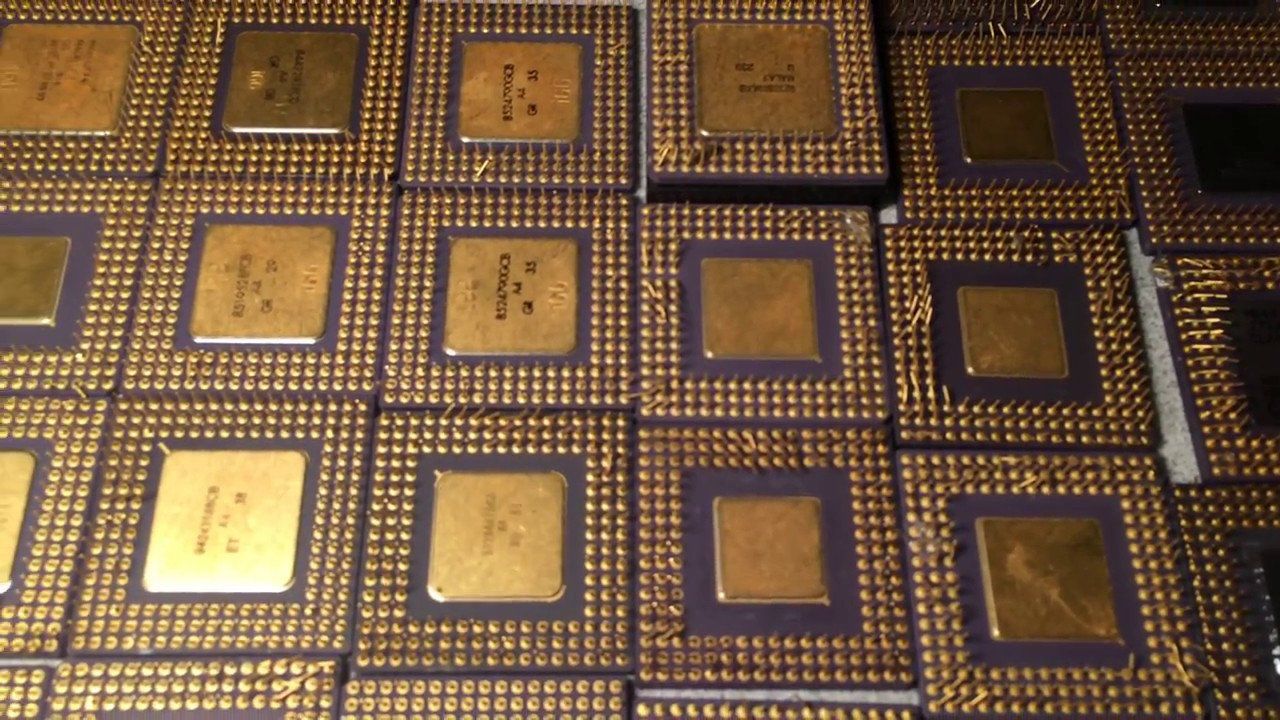 A bunch of gold squares with numbers on them