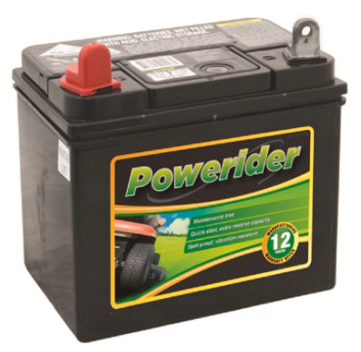A powerrider battery for lawnmowers
