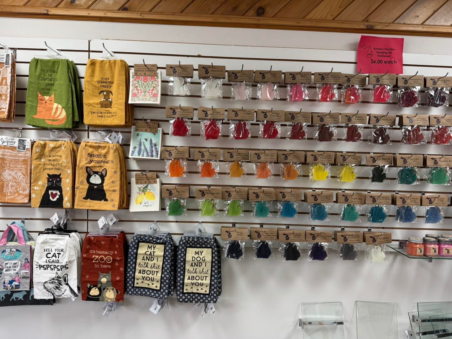 A wall with a lot of items hanging on it