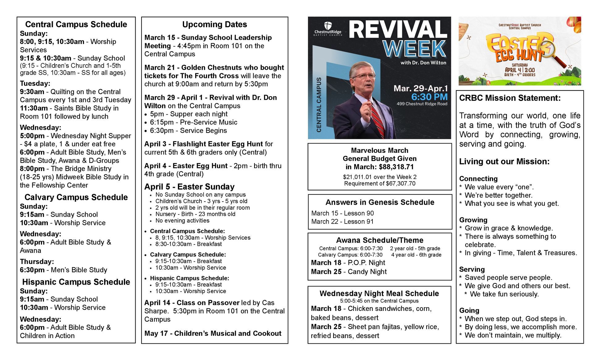 A brochure for a school with a summer event schedule.