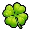 Green four-leaf clover with glossy leaves and a dark outline.