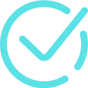 A blue check mark in a circle on a white background.