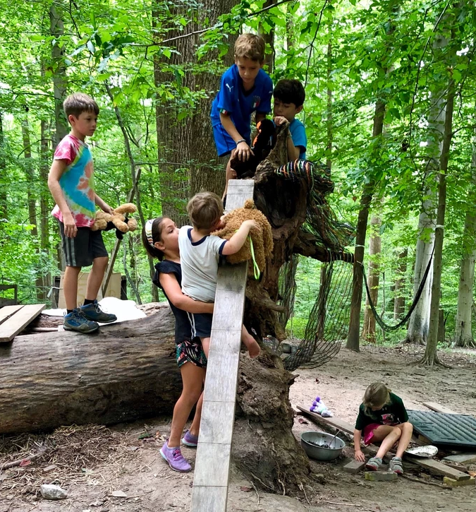 kids Playing In The Ladder – West River, MD – River’s Edge Forest Play