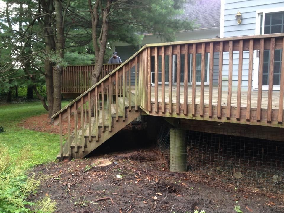 Wide Wooden Deck on Backyard