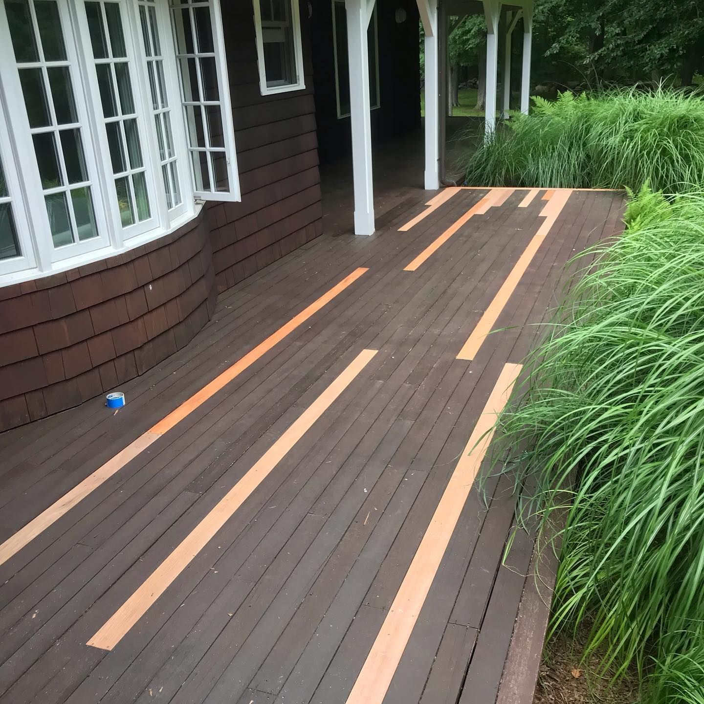Wooden Deck in Backyard