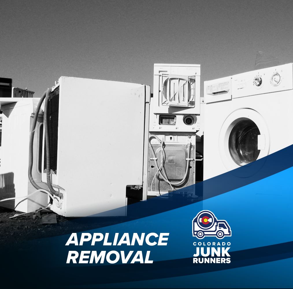 an advertisement for appliance removal with a picture of appliances