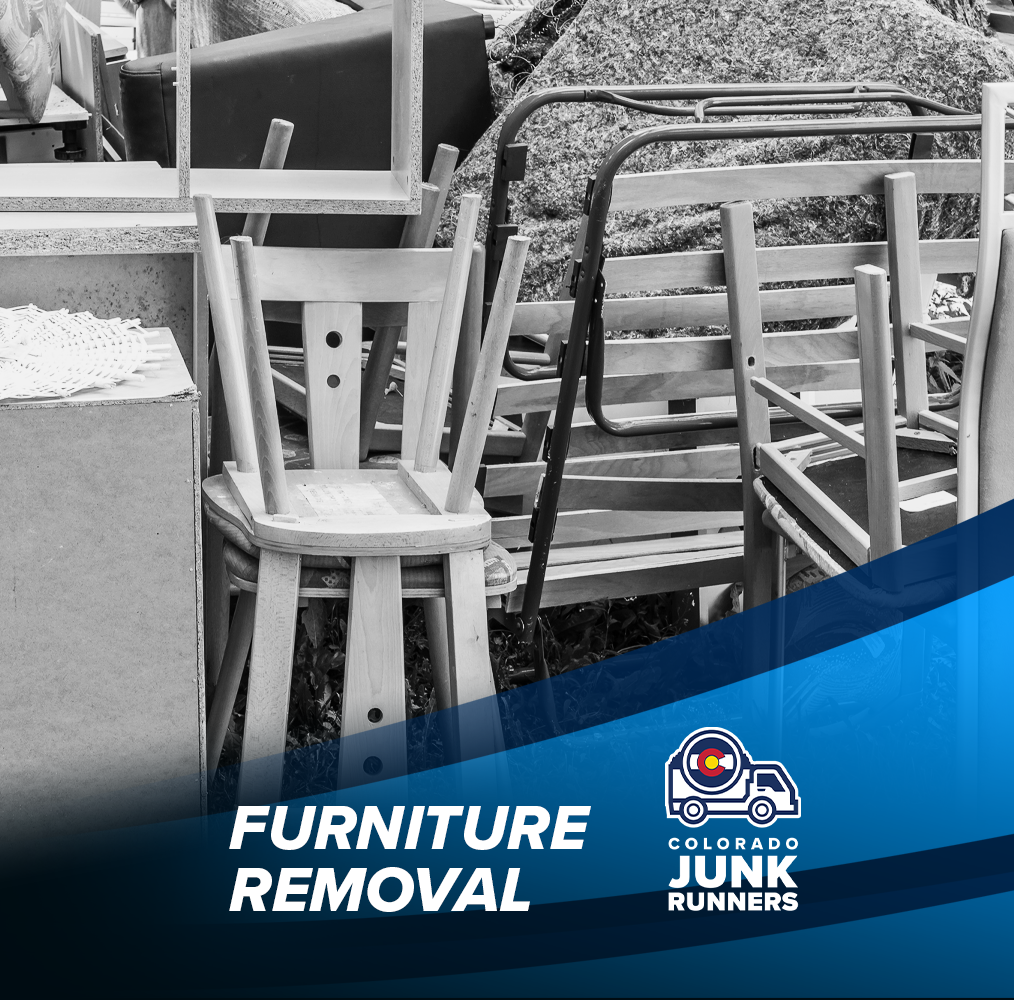 a poster for furniture removal with a couch and chairs