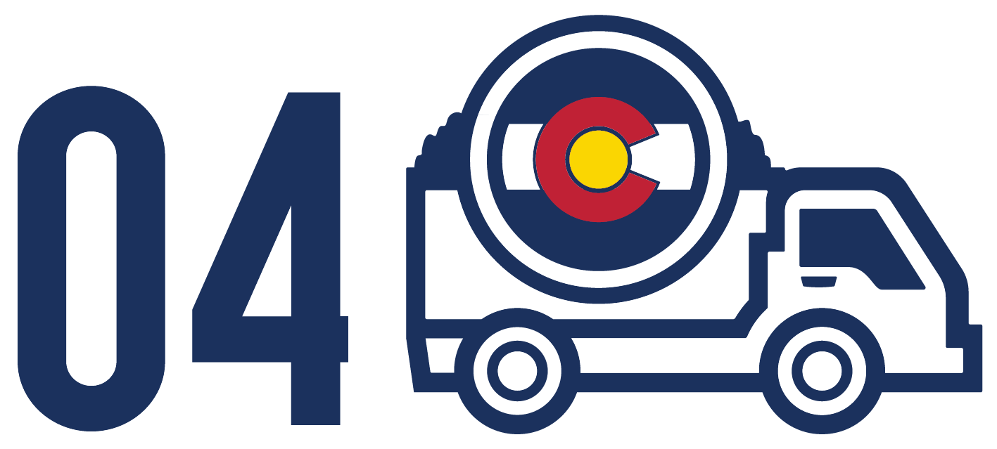 The number 4 and a Colorado Junk Runner logo