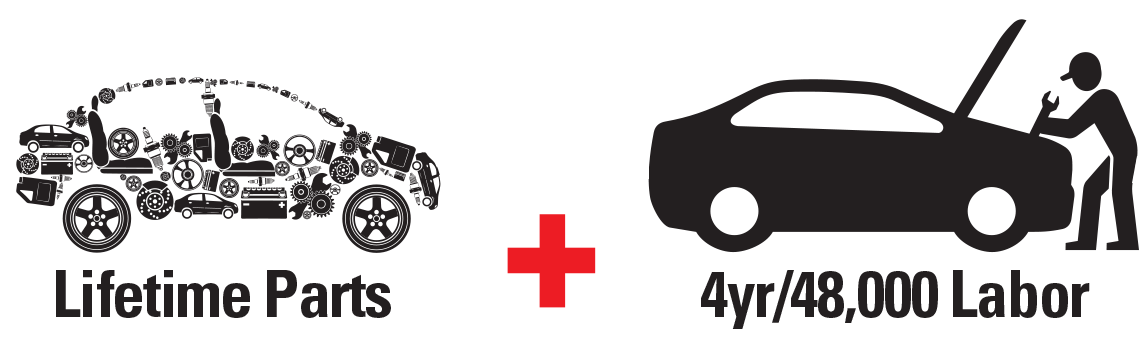 Lifetime Parts and 4yr/48,000 Labor Lifetime parts plus 4yr/48,000 labor warranty icons
