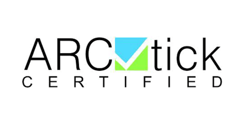 A logo for arc tick certified is shown on a white background.