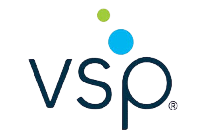 A logo for vsp with a green circle in the middle