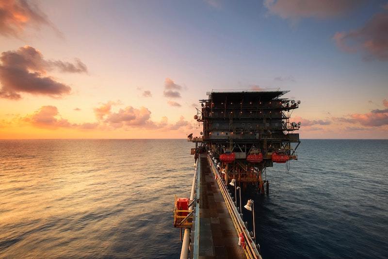 North Sea Oil platform at sunset