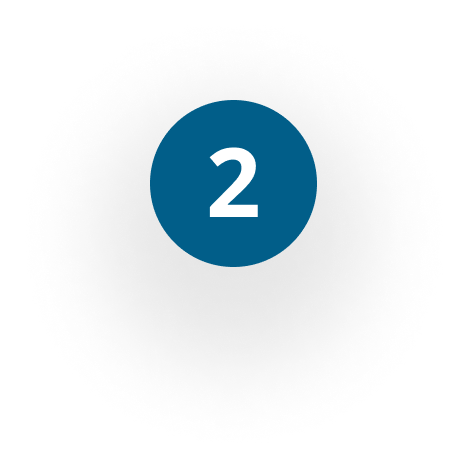 A white number 2 centered inside a solid blue circle.