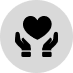 Black heart held in cupped hands, on a light grey background.
