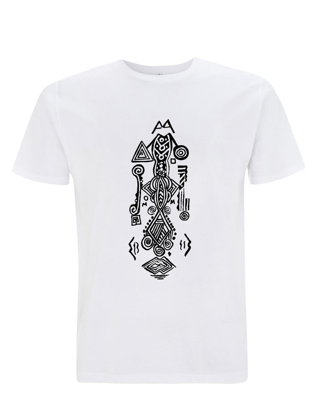 white t-shirt with black print