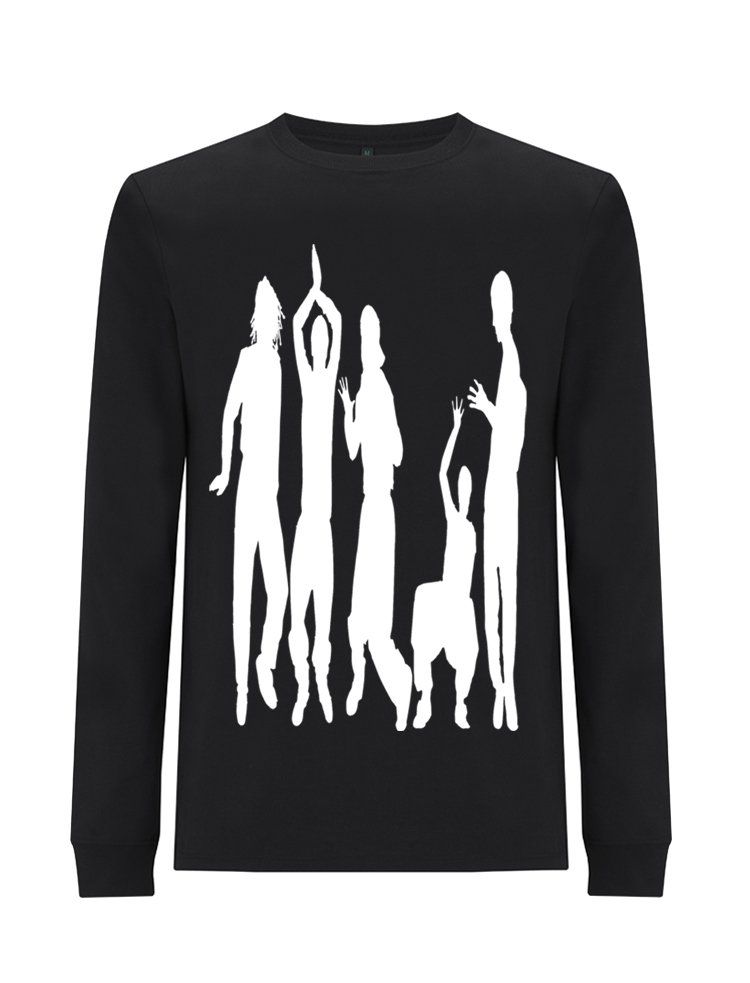 black long sleeve shirt with white print