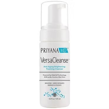 PriyanaMD VersaCleanse Asian Aging Balancing Foaming Cleanser bottle with white pump on white background