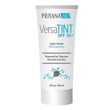 Priyana MD VersaTINT SPF 30+ Light/ Nude chemical-free tinted sunscreen tube
