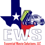 Logo: Texas outline with star, dump truck, and "EWS" with "Essential Waste Solutions, LLC".