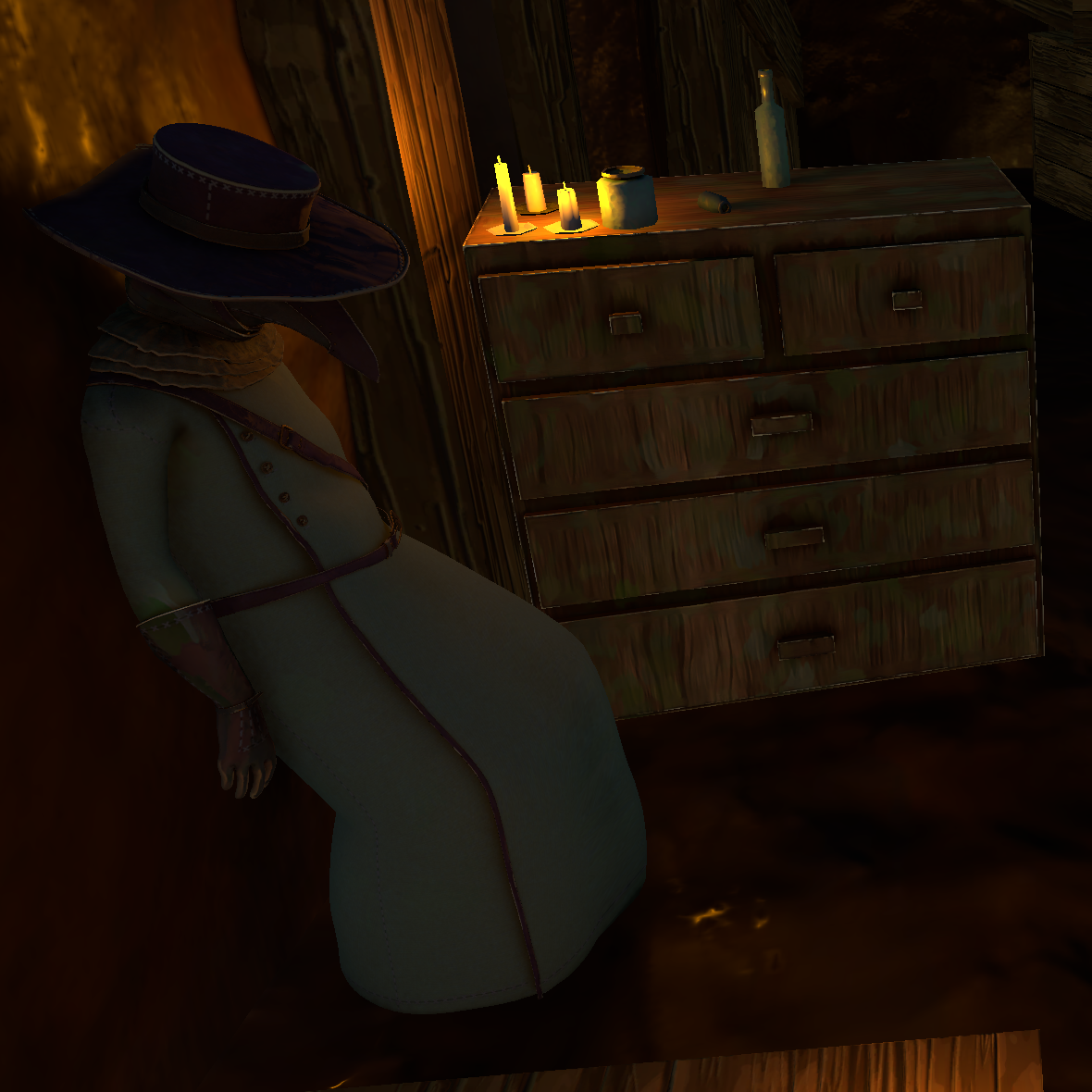 the mask - graphic representation of a plague doctor green man drawing 